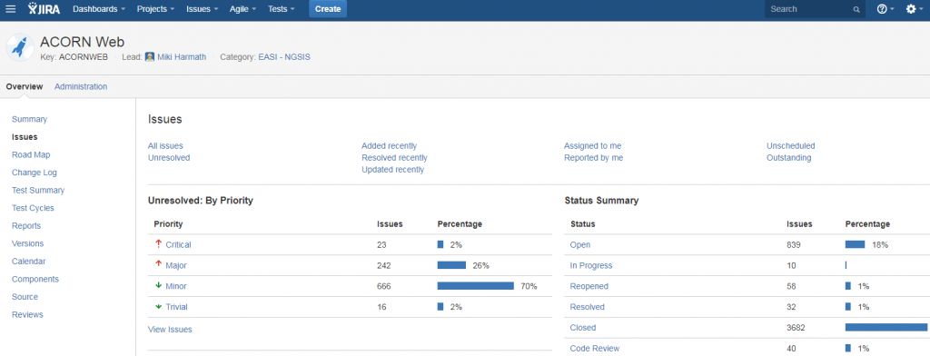 JIRA 6 issues screen