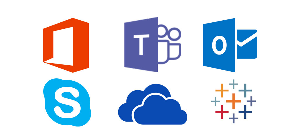 Icons for Microsoft Office Products, Skype and Tableau