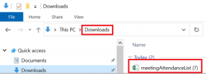 Screenshot of Downloads folder with attendance list
