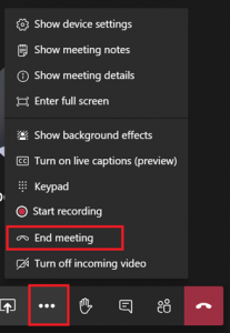 Screenshot of End meeting icon