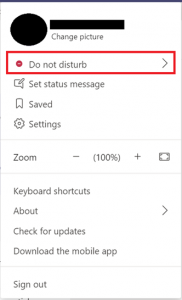 Screenshot of how to select do not disturb
