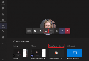 Screenshot of how to add a PowerPoint to a meeting