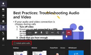 Screenshot of how to share your audio while presenting