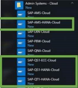 Screenshot of SAP GUI links