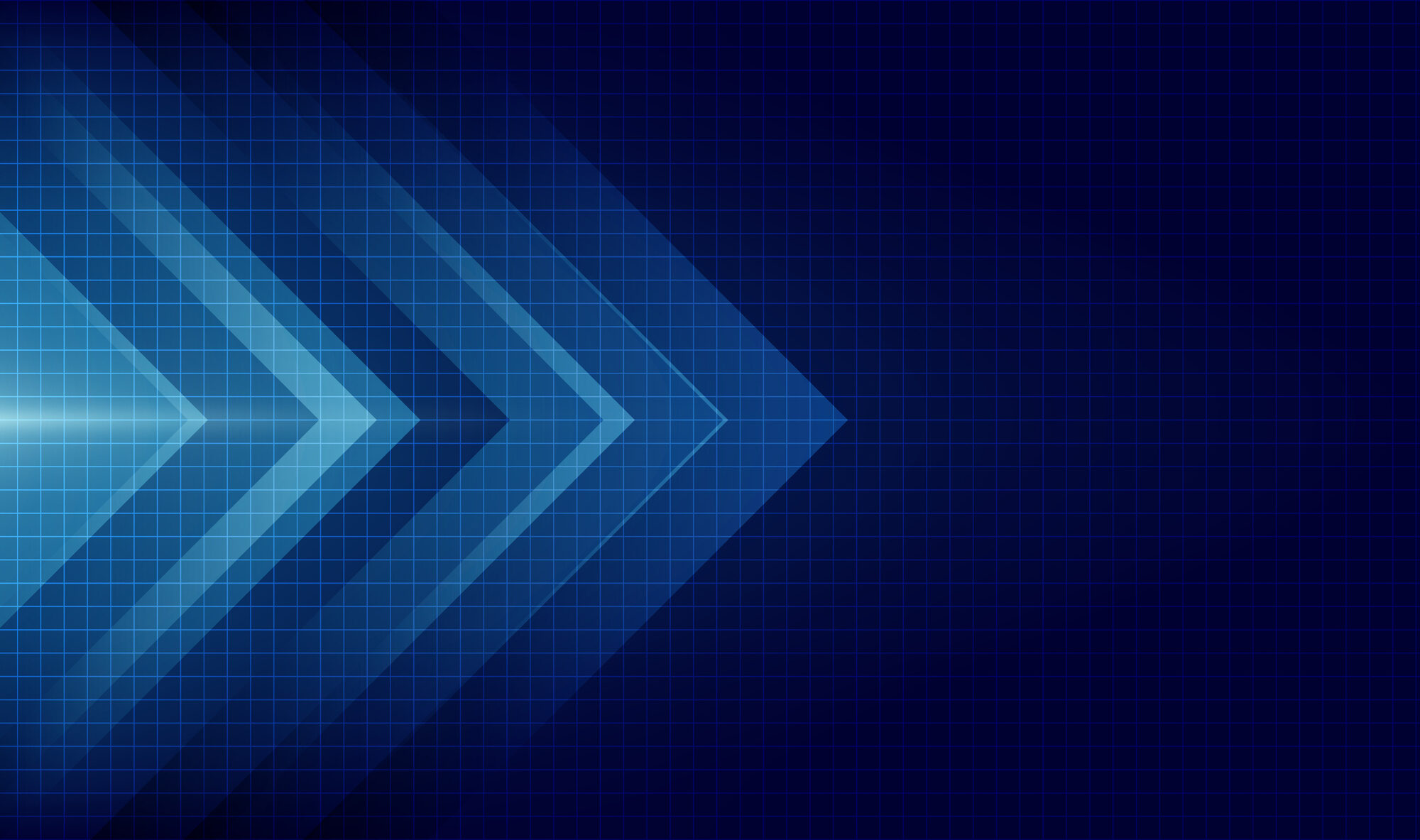 Abstract blue arrow glowing with lighting and line grid on blue background technology hi-tech concept. Vector illustration