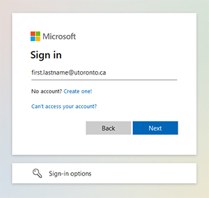Microsoft Sign In screen 