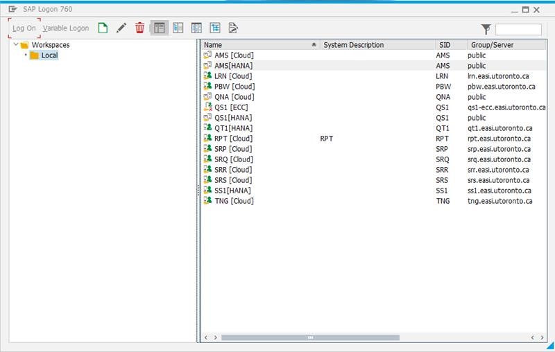 SAP GUI Logon Pad with many connection entries